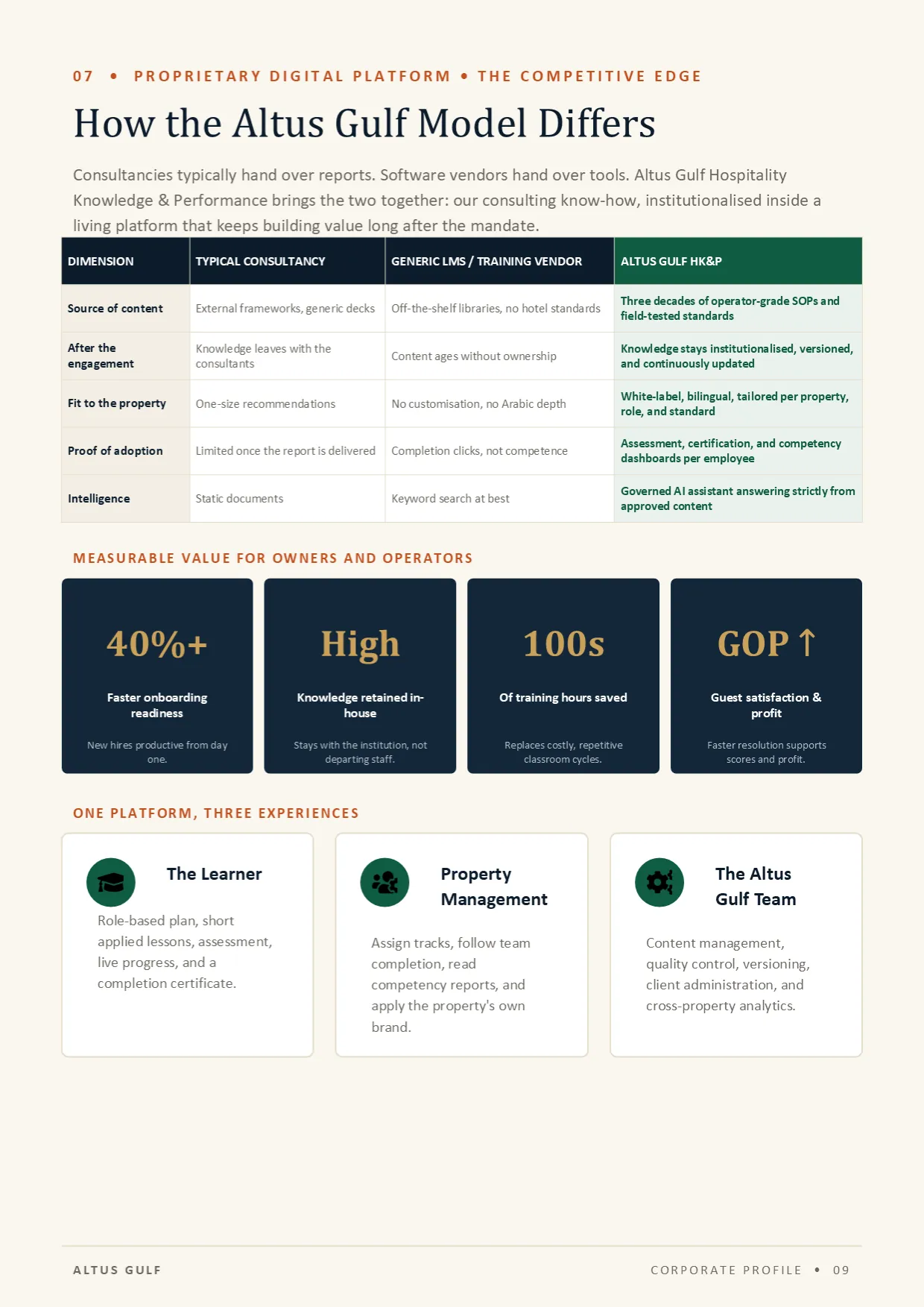 Page 9: How the Altus Gulf Model Differs